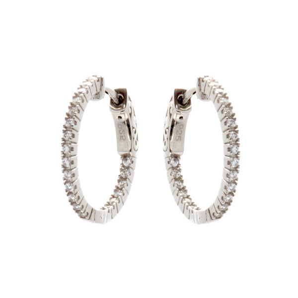 Picture of Sybella Jewellery Rhodium 20cm cz Hoop Earrings