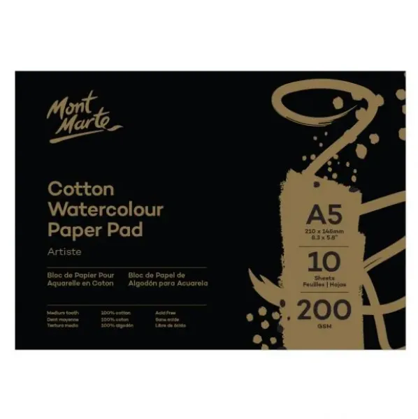 Picture of MM Cotton Watercolour Paper 200gsm A5 10