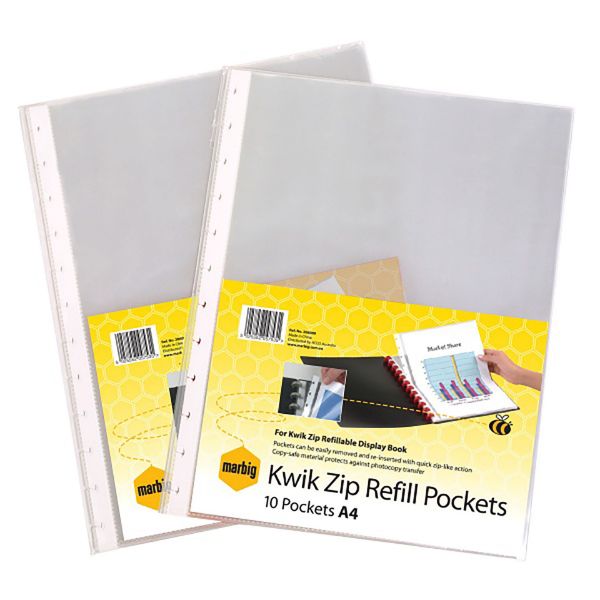 Picture of DISPLAY BOOK REFILL MARBIG A4 KWIK ZIP PK10