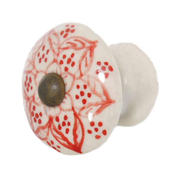 Picture of DOOR KNOB - HAND PAINTED CERAMIC RED