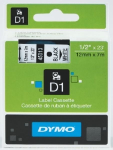 Picture of LABEL TAPE DYMO D1 12MMX7M BLACK ON WHITE