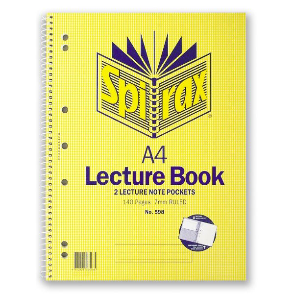 Picture of LECTURE BOOK SPIRAX A4 598 WITH POCKET S/O 140PG