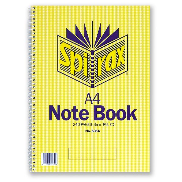 Picture of NOTEBOOK SPIRAX 595A A4 240PG SIDE OPENING