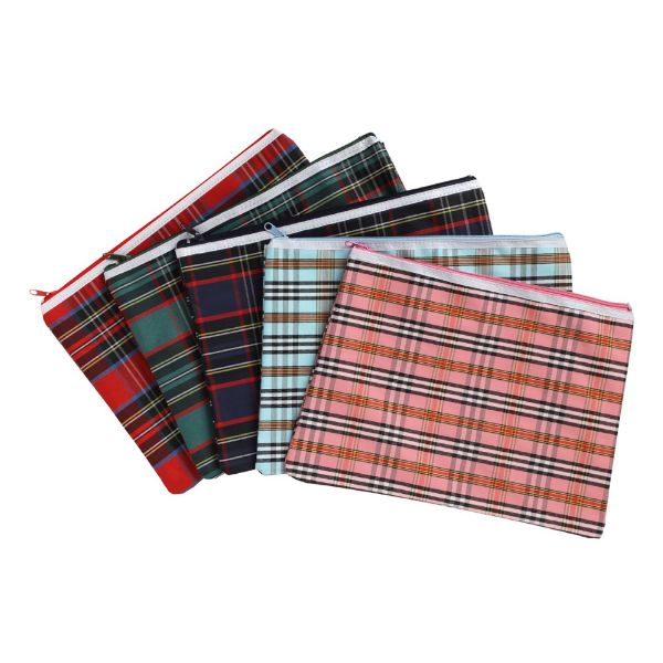 Picture of PENCIL CASE MARBIG LARGE 33X17CM TARTAN 1 ZIP