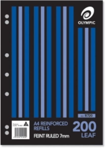 Picture of LOOSE LEAF REINFORCED REFILLS OLYMPIC A4 RULED 7MM PK200