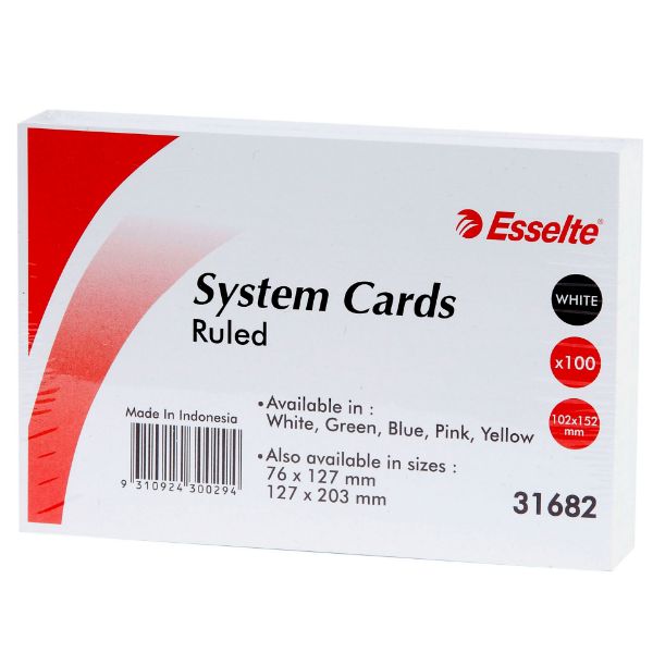 Picture of ESSELTE SYSTEM CARDS 152x102mm (6x4) WHITE PACK 100