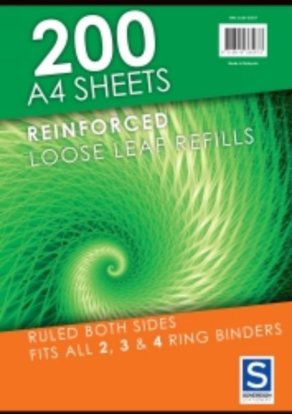 Picture of LOOSE LEAF REINFORCED REFILLS SOVEREIGN A4 RULED PK200