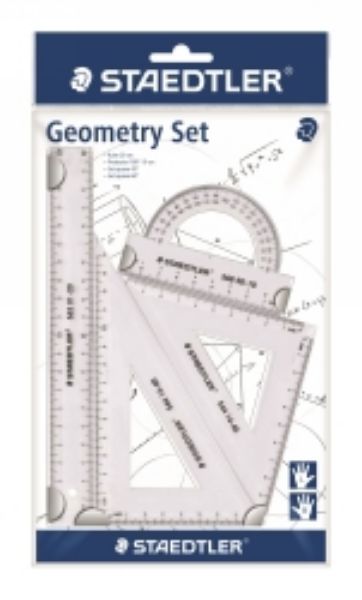 Picture of MATHS SET STAEDTLER LARGE GEOMETRY 569 4 PIECE CLEAR