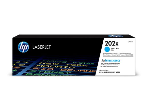 Picture of HP 202X Cyan Toner Cartridge CF501X - 2,500 pages