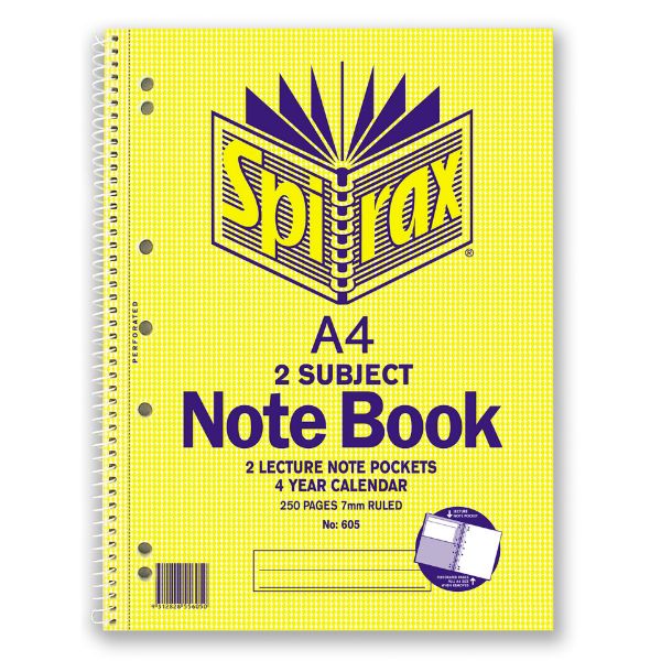 Picture of SPIRAX 605 2 SUBJECT NOTEBOOK A4 250 PAGE