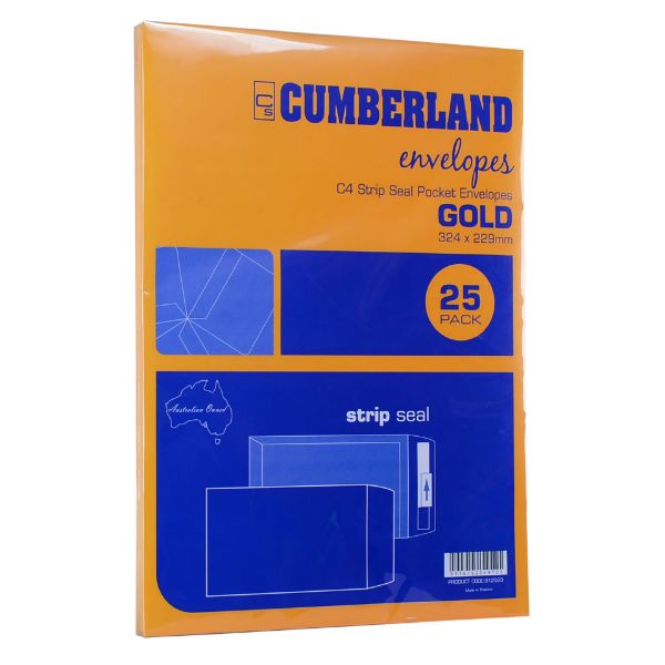 Picture of CUMBERLAND STRIP SEAL POCKET ENVELOPE 85GSM C4 324 X 229MM GOLD