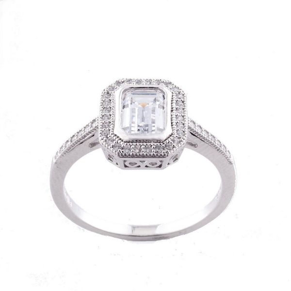 Picture of Sybella Jewellery Rhodium Micro Pave baguette Ring