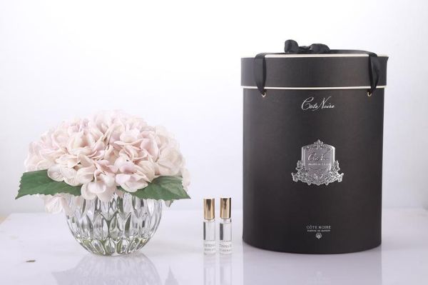 Picture of COTE NOIRE - LUXURY RANGE HYDRANGEAS - BLUSH - CRYSTAL VASE