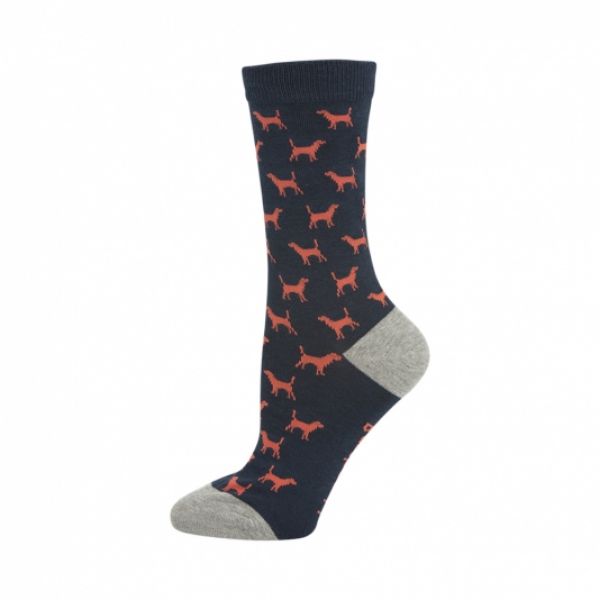 Picture of Bamboozld Sock - Ditsy Dog Navy Womens Size 2-8