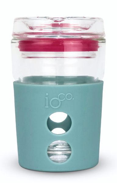 Picture of Ioco 12oz Glass Travel Cup - Ocean Blue w/Hot Pink Seal