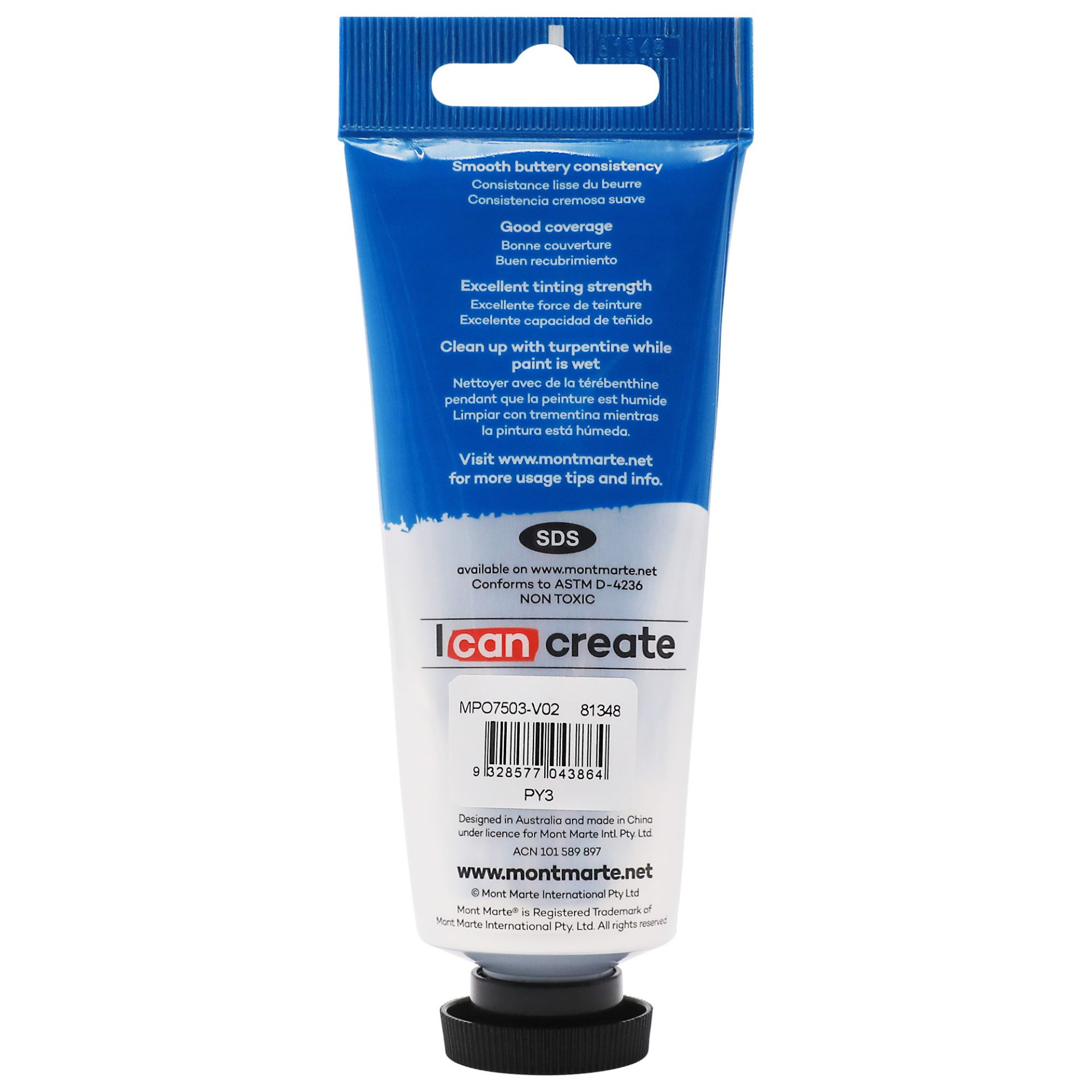 Mont Marte Oil Paint 75ml Lemon Yellow Nextra Dianella