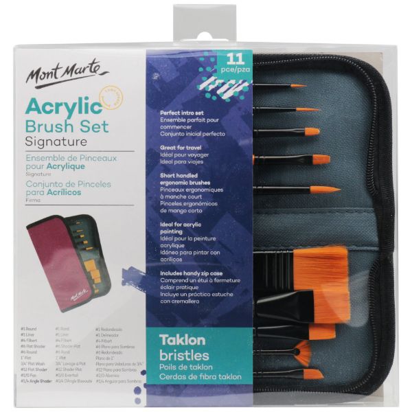 Picture of Mont Marte Brush Set in Wallet 11pc - Acrylic