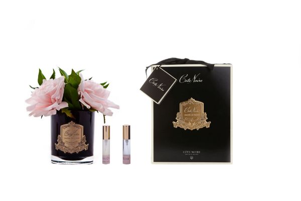 Picture of COTE NOIRE - PERFUMED PINK ENGLISH ROSE - BLACK GLASS