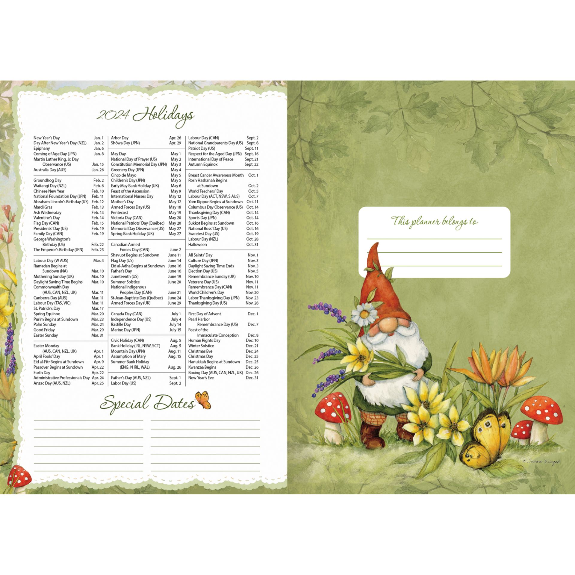 Lang 13 Month Pocket Planner 2024 Gnome Sweet Gnome Nextra Dianella