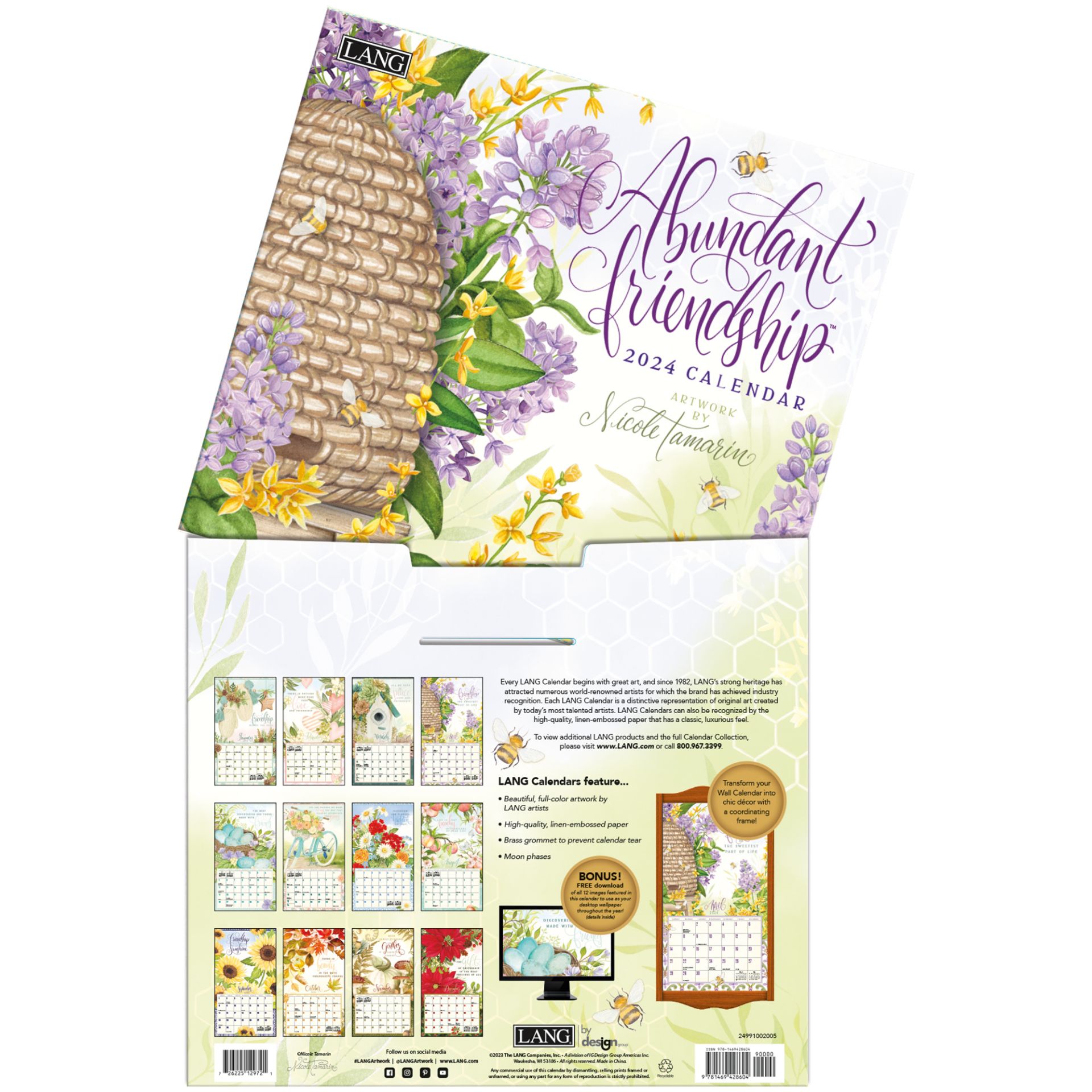 Lang Wall Calendar 2024 Abundant Friendship Nextra Dianella