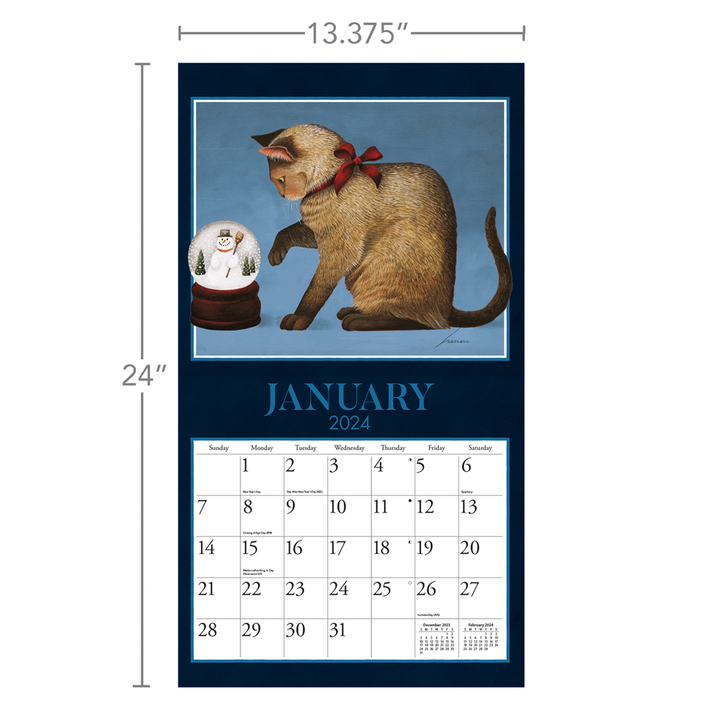 Lang Wall Calendar 2024 American Cat Nextra Dianella