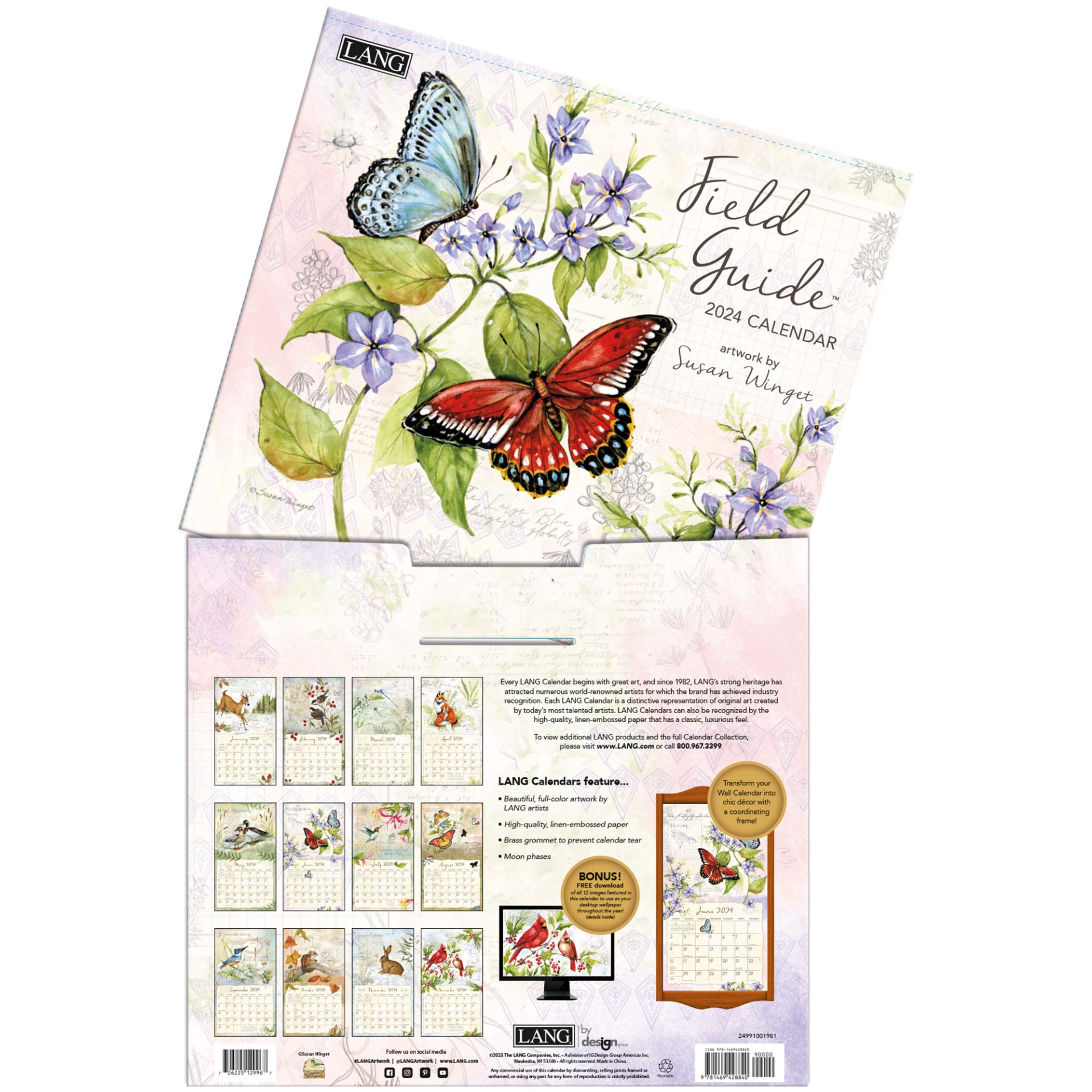Lang Wall Calendar 2024 Field Guide Nextra Dianella