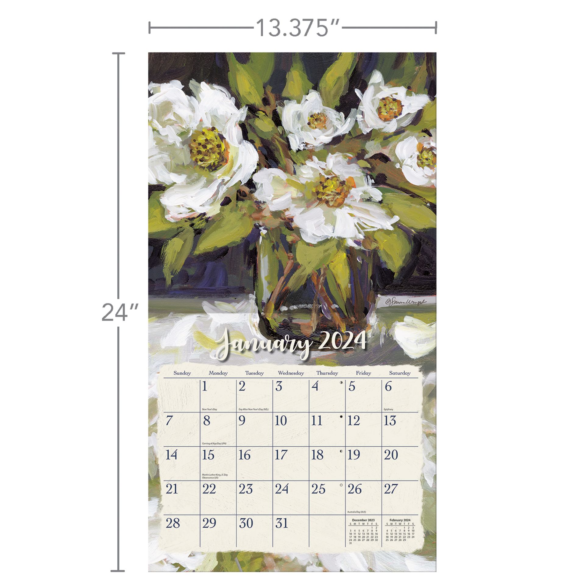 Lang Wall Calendar 2024 Gallery Florals Nextra Dianella
