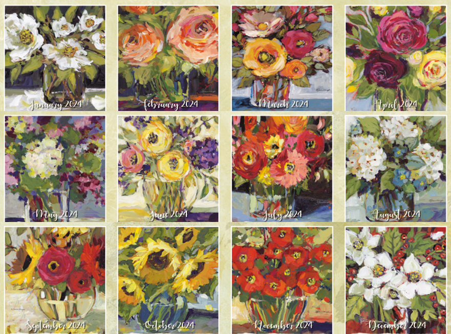 Lang Wall Calendar 2024 Gallery Florals Nextra Dianella
