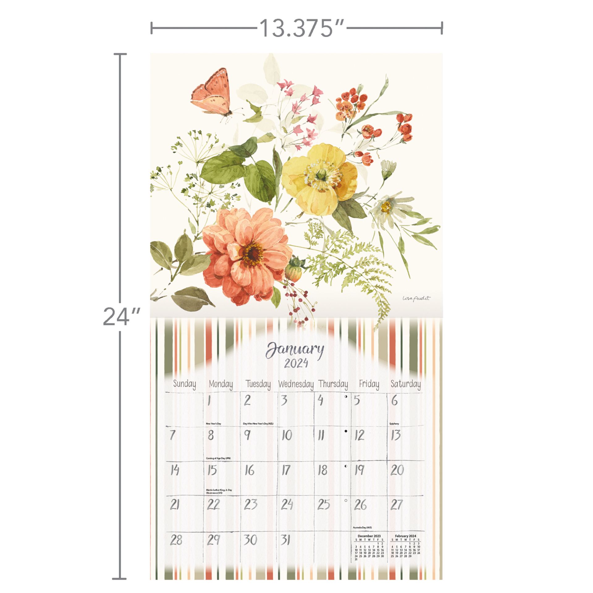 Lang Wall Calendar 2024 Watercolor Seasons Nextra Dianella