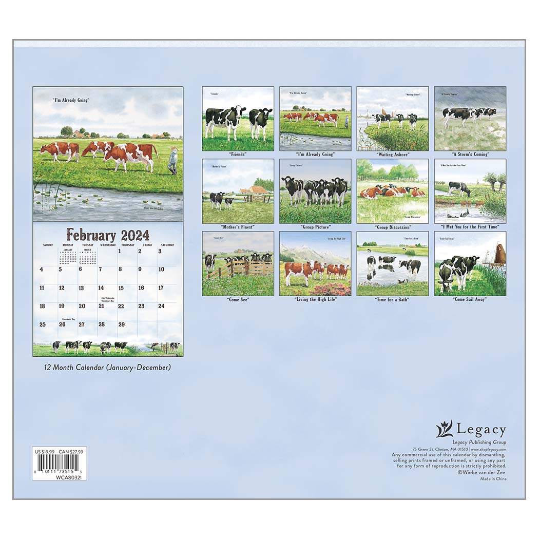 Legacy Wall Calendar 2025 Cows In The Meadow Nextra Dianella