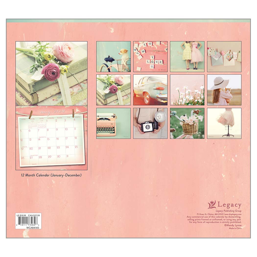 Legacy Wall Calendar 2024 Vintage Pink Nextra Dianella