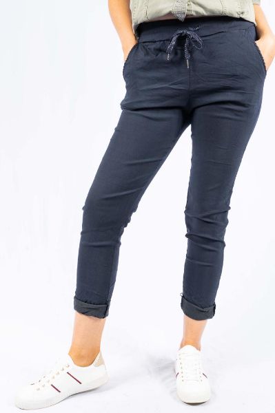 Picture of The Italian Closet - Nocelli Stretch Cotton Pants - Navy