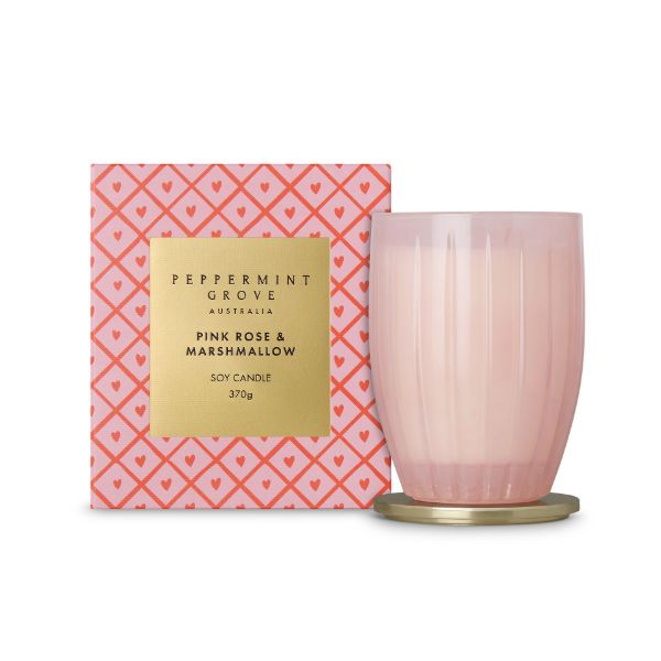 Picture of Peppermint Grove Ltd Pink Rose & Marshmallow Soy Candle 370g