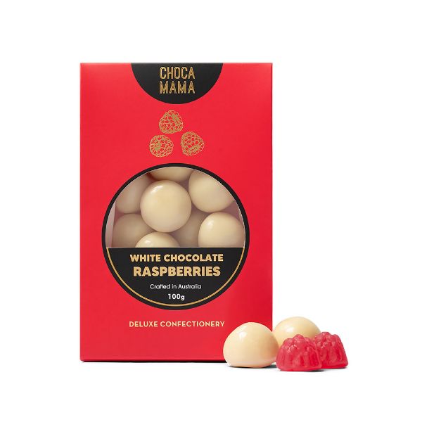 Picture of Chocamama White Chocolate Raspberries 100g